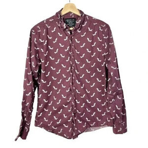 Paper Denim & Cloth Burgundy Red Gray Fox Long Sleeve Button Down M